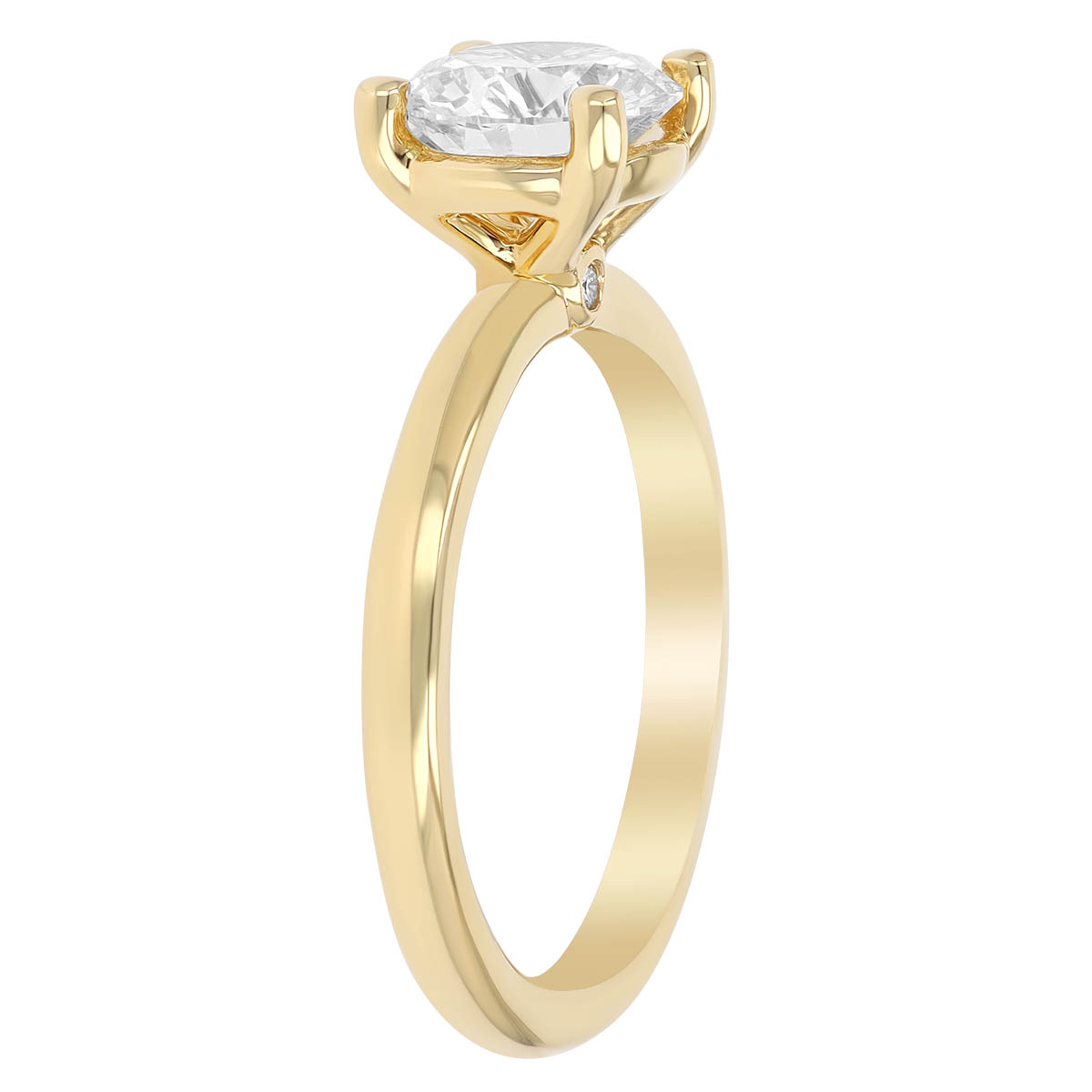 Round Diamond & Accent Stone Engagement Ring in Yellow Gold, 1.77 cttw