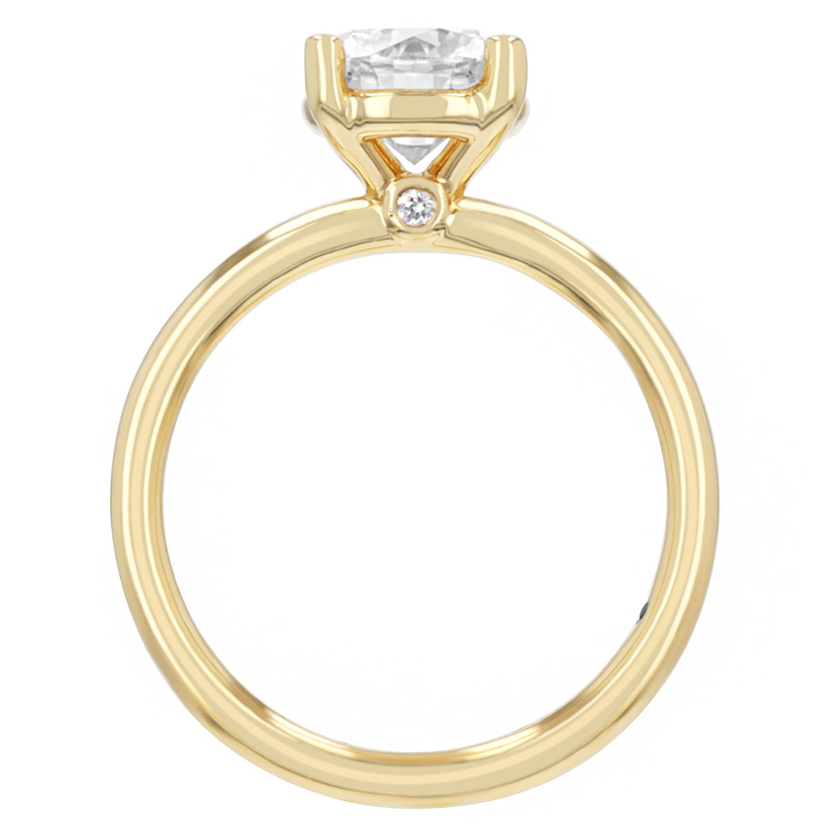 Round Diamond & Accent Stone Engagement Ring in Yellow Gold, 1.77 cttw