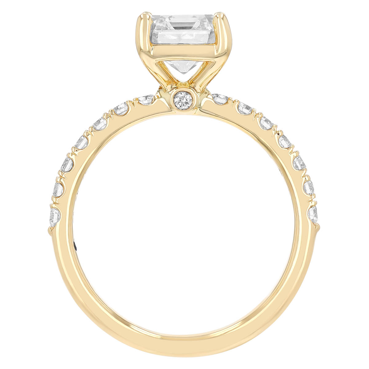 Emerald Cut Diamond & Side Stone Engagement Ring in Yellow Gold, 2.68 cttw