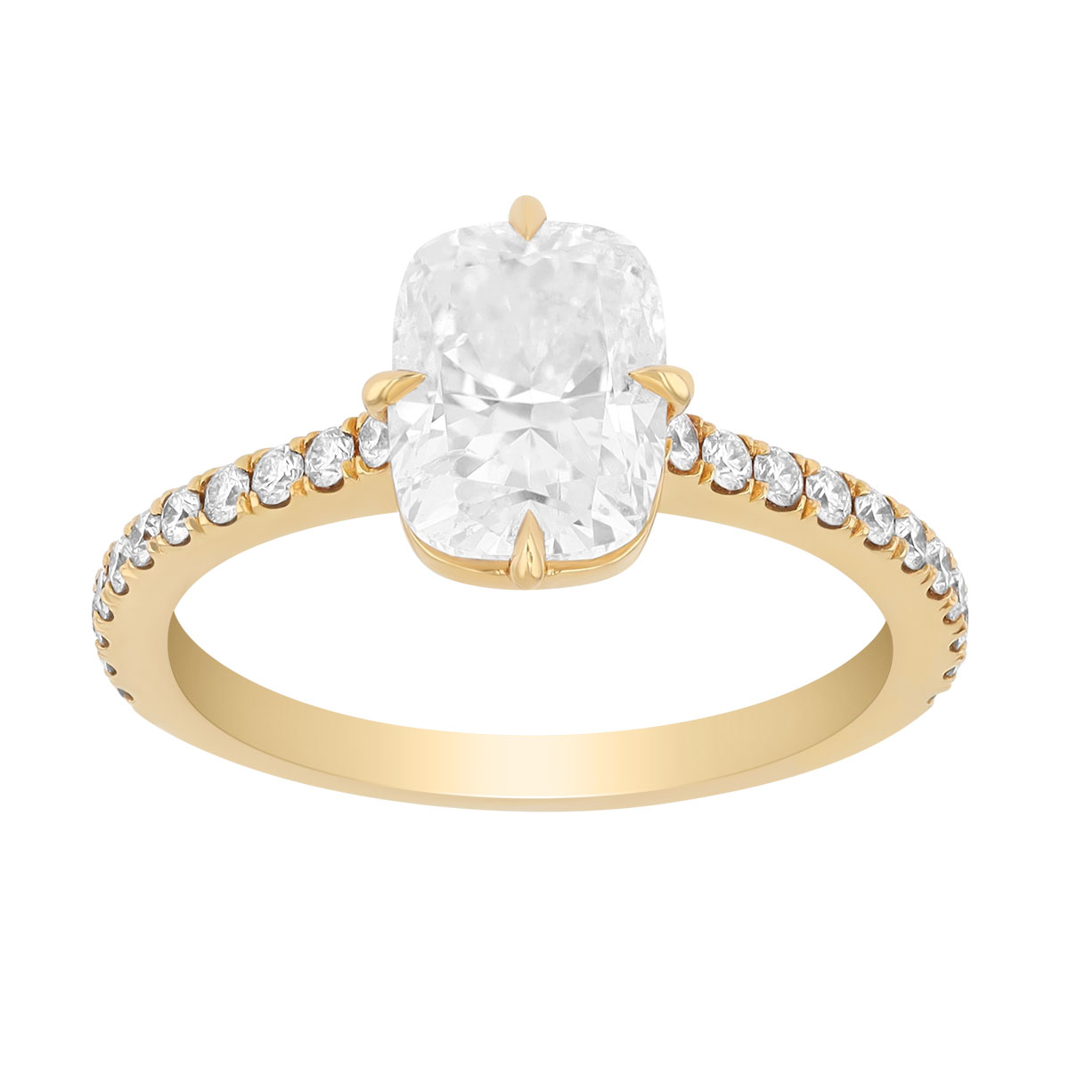 Cushion Cut Diamond Engagement Ring in Yellow Gold, 2.30 cttw
