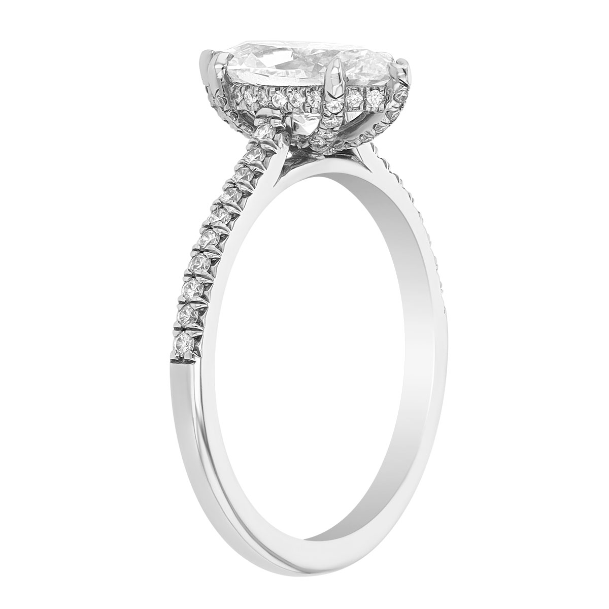 Marquise Diamond Side Stone Engagement Ring in Platinum