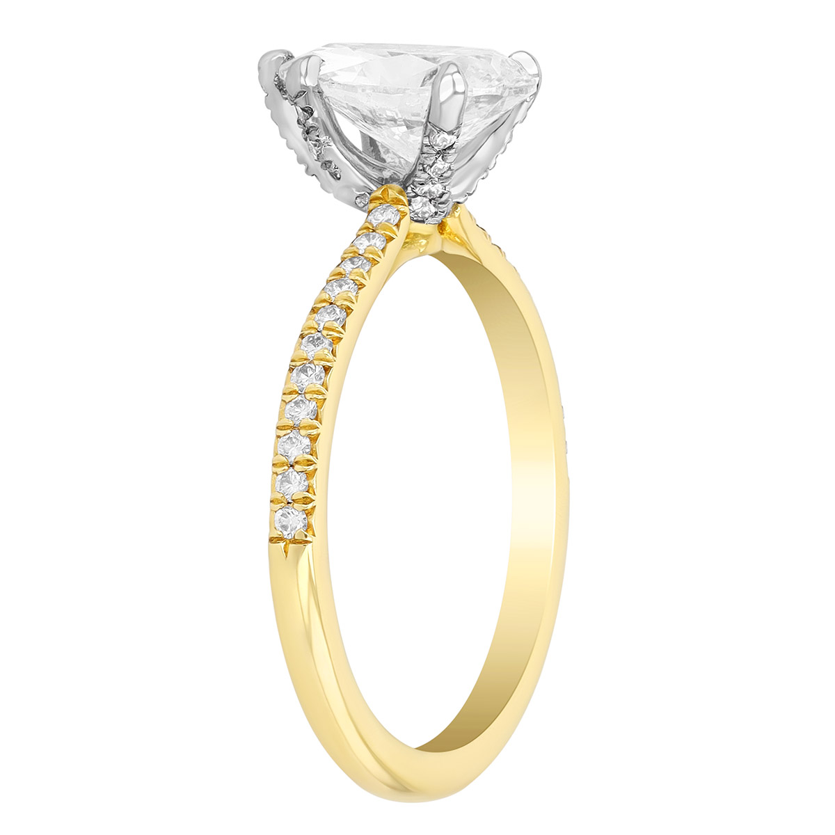Pear Shaped 1.51 ct Diamond Engagement Ring with Side Stones in 14K Yellow Gold
