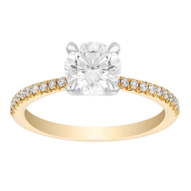 Kalahari Dream Round Diamond Engagement Ring with French Pave Sides in 18K Yellow Gold