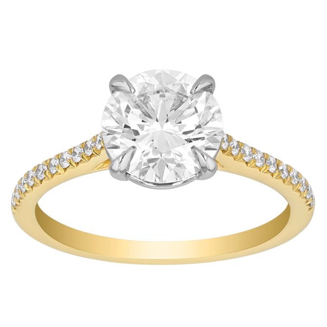 Kalahari Dream Round Diamond Engagement Ring with Pave in 18K Yellow Gold, 1.70 ct