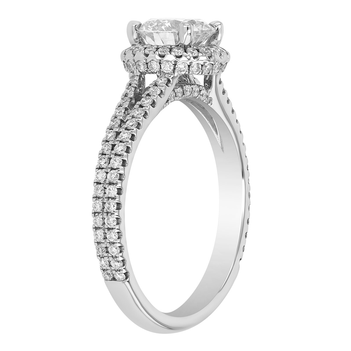 ALTR Lab Grown Round Diamond Halo & Split Shank Engagement Ring in 14K White Gold