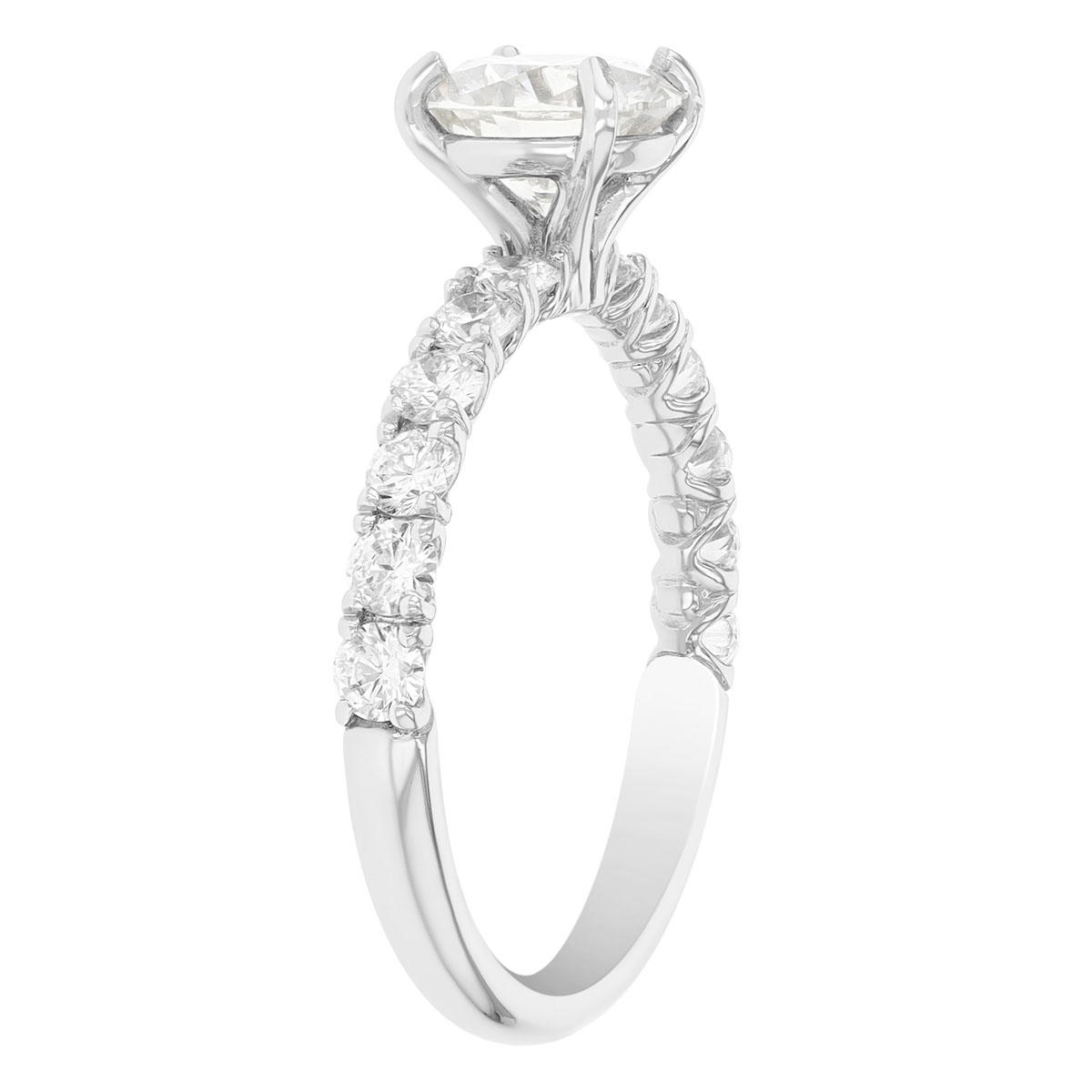 Round 1.10 ct Diamond Side Stone Engagement Ring in 18K White Gold