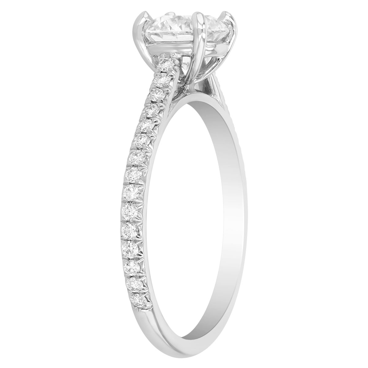 Round Diamond .90 ct Side Stone Engagement Ring in Platinum