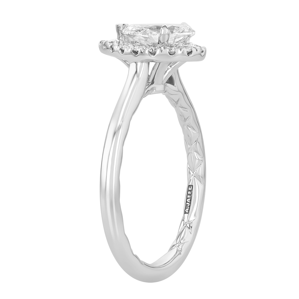 Pear Shape Diamond & Halo Engagement Ring in White Gold, 1.19 cttw