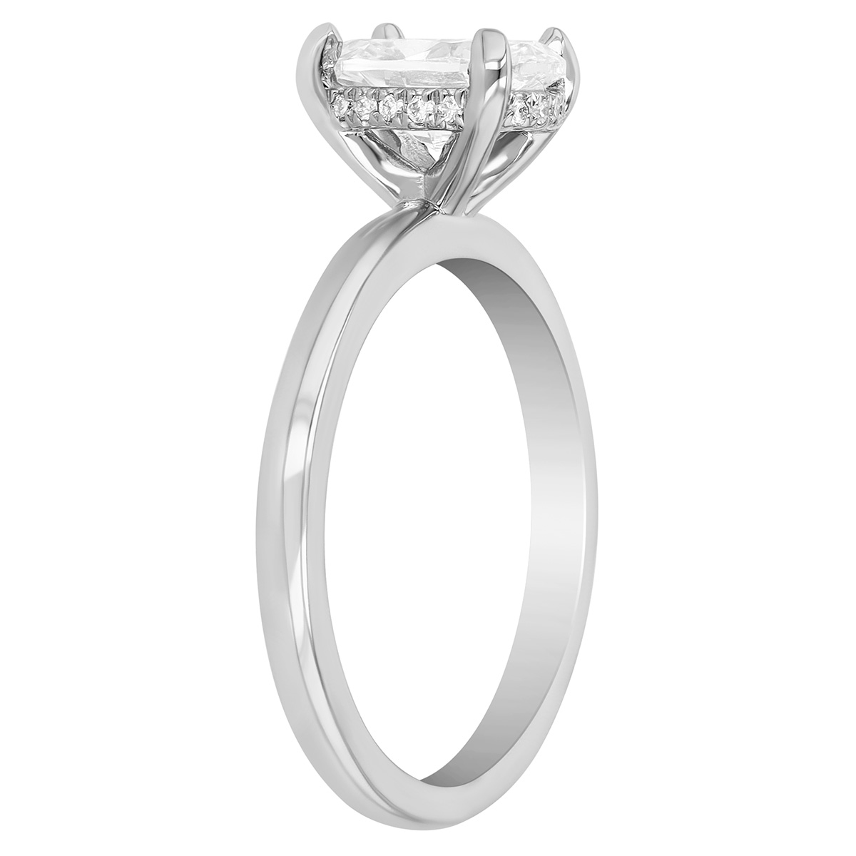 Oval Diamond Solitaire Engagement Ring with Hidden Halo in Platinum