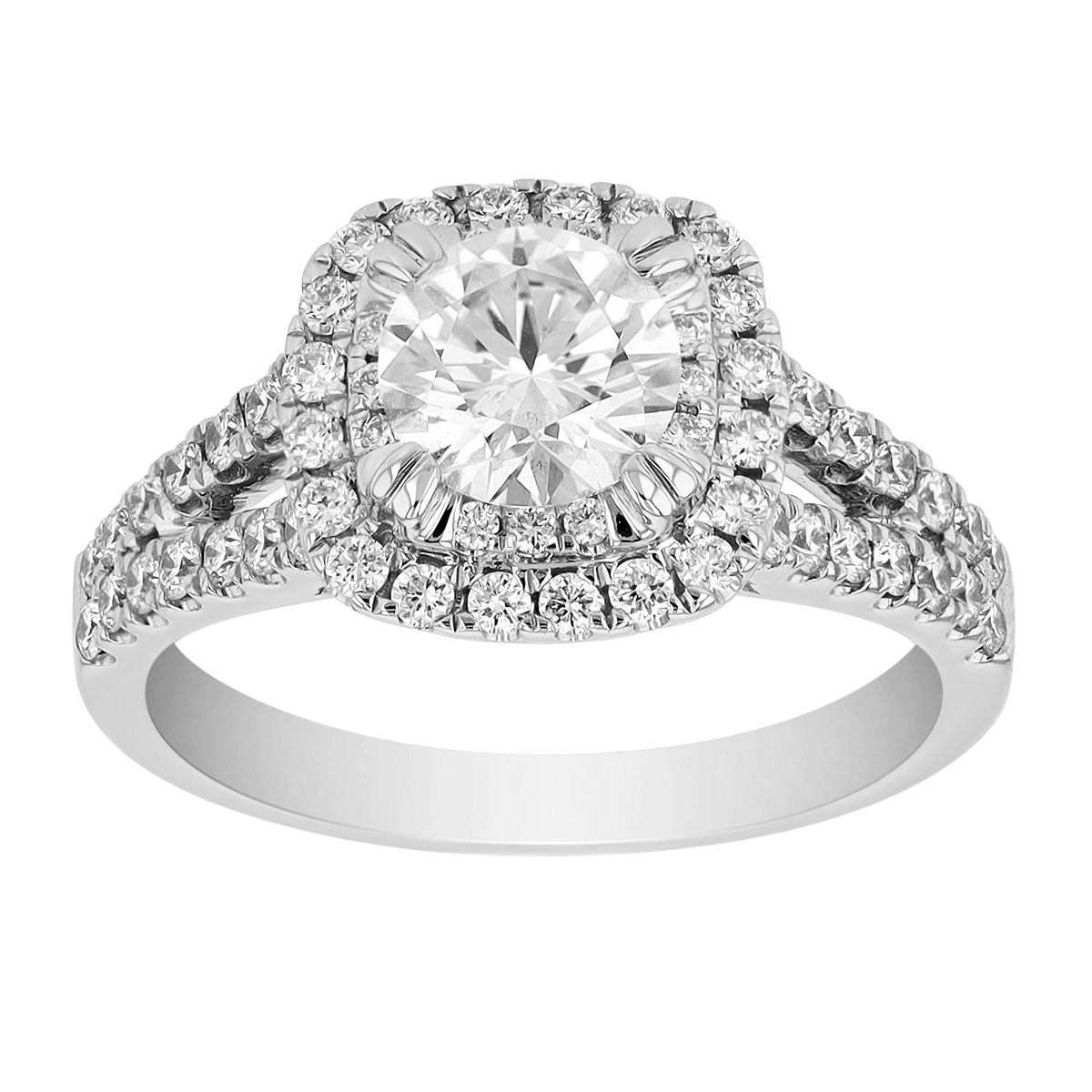 ALTR Lab Grown Diamond Engagement Ring with Cushion Halo & Split Shank in 14K White Gold