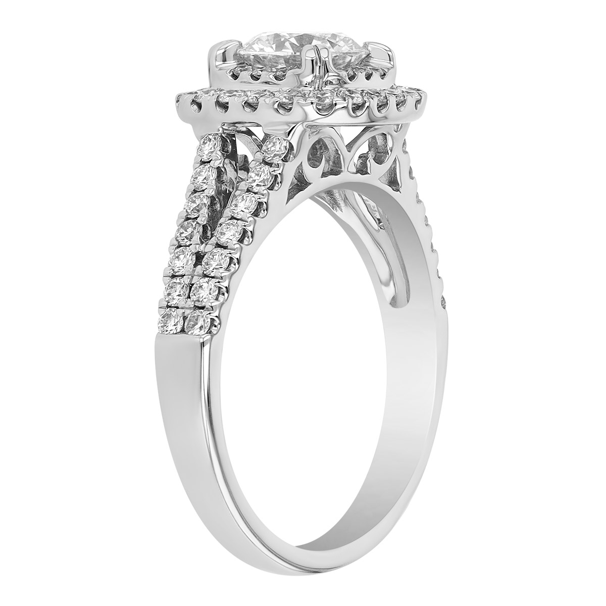 ALTR Lab Grown Diamond Engagement Ring with Cushion Halo & Split Shank in 14K White Gold