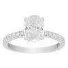 Oval Diamond & Side Stone Split Shank Engagement Ring in 14K White Gold, 1.52 ct