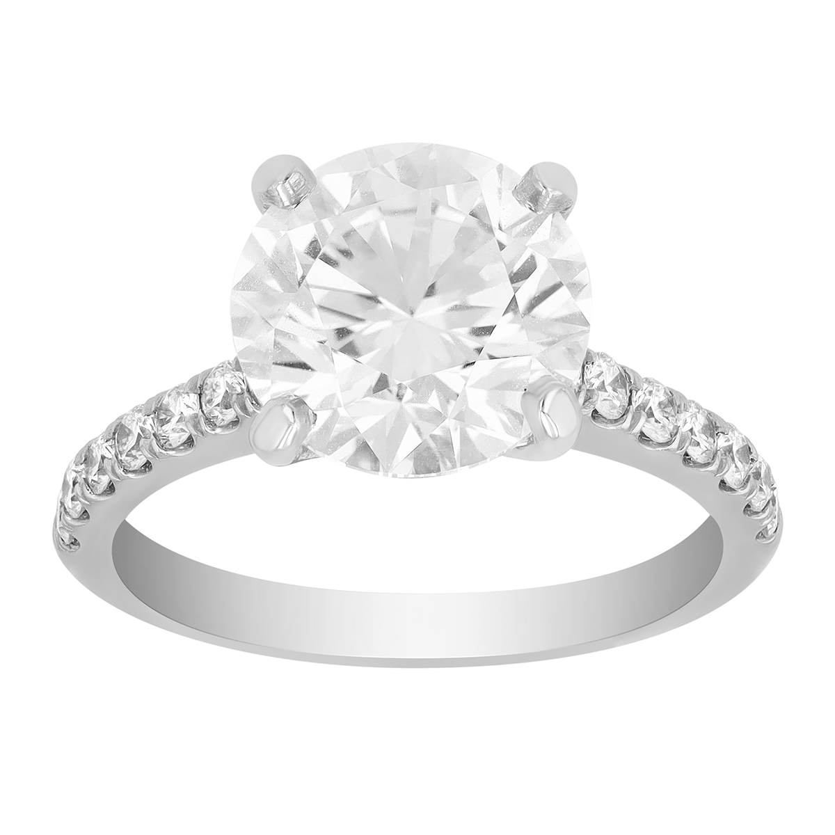 Lab Grown Diamond Engagement Ring with Natural Side Stones in Platinum