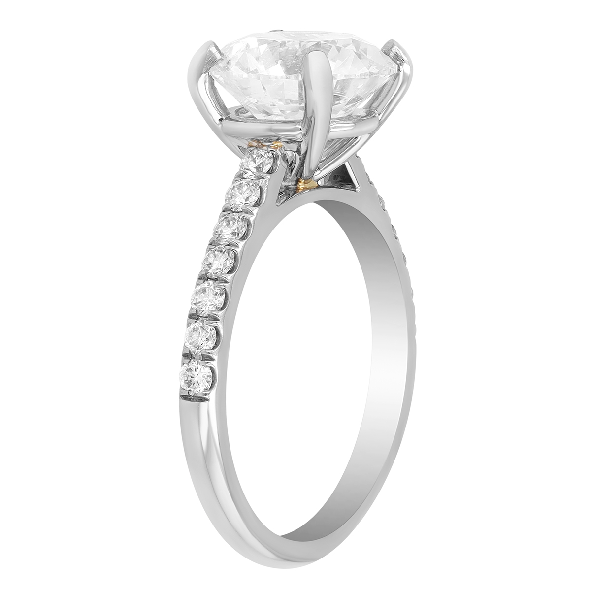Lab Grown Diamond Engagement Ring with Natural Side Stones in Platinum
