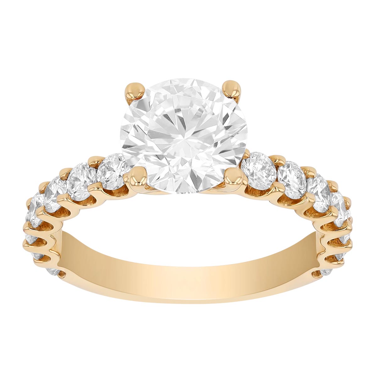 ALTR Lab Grown Round Diamond Side Stone Engagement Ring in 14K Yellow Gold