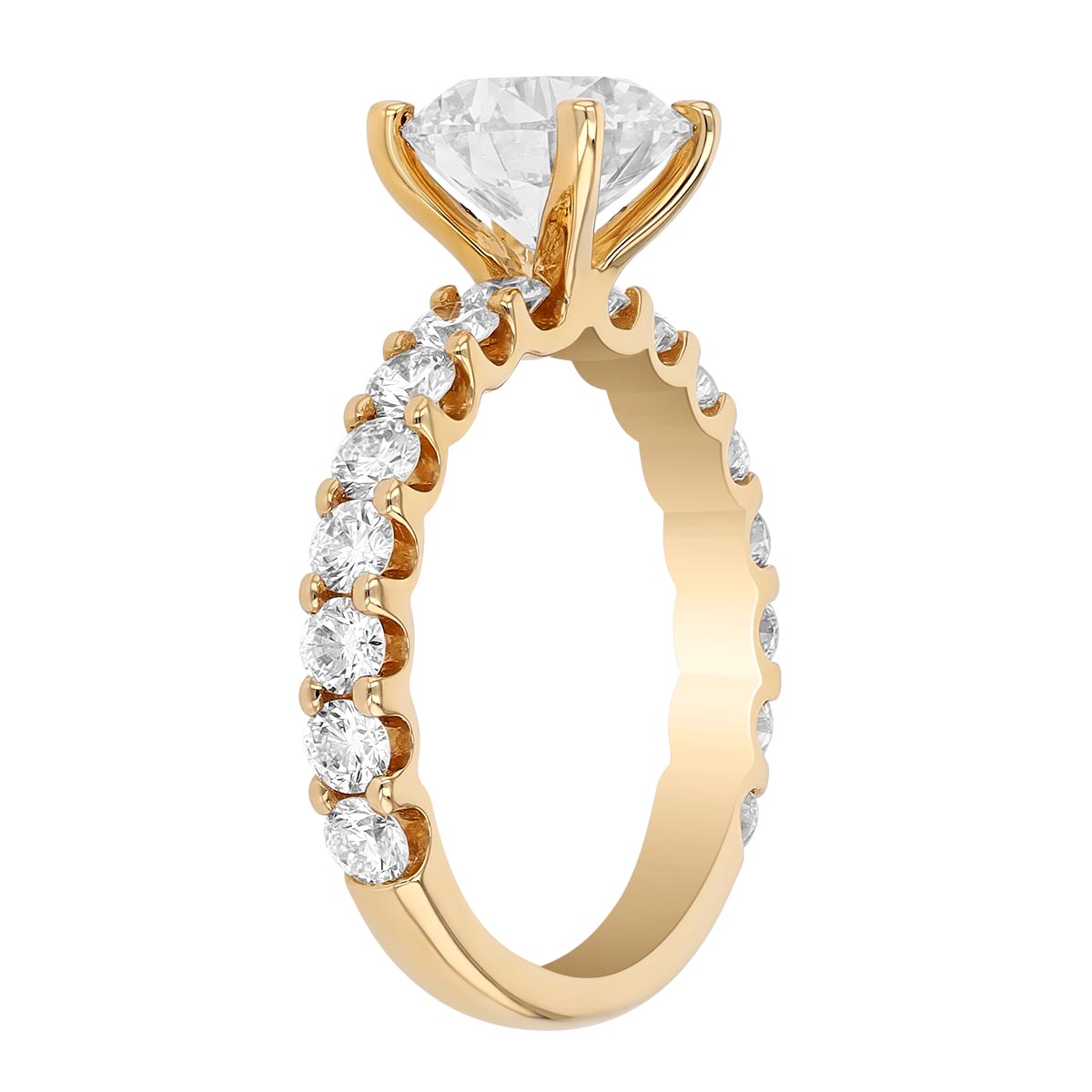 ALTR Lab Grown Round Diamond Side Stone Engagement Ring in 14K Yellow Gold