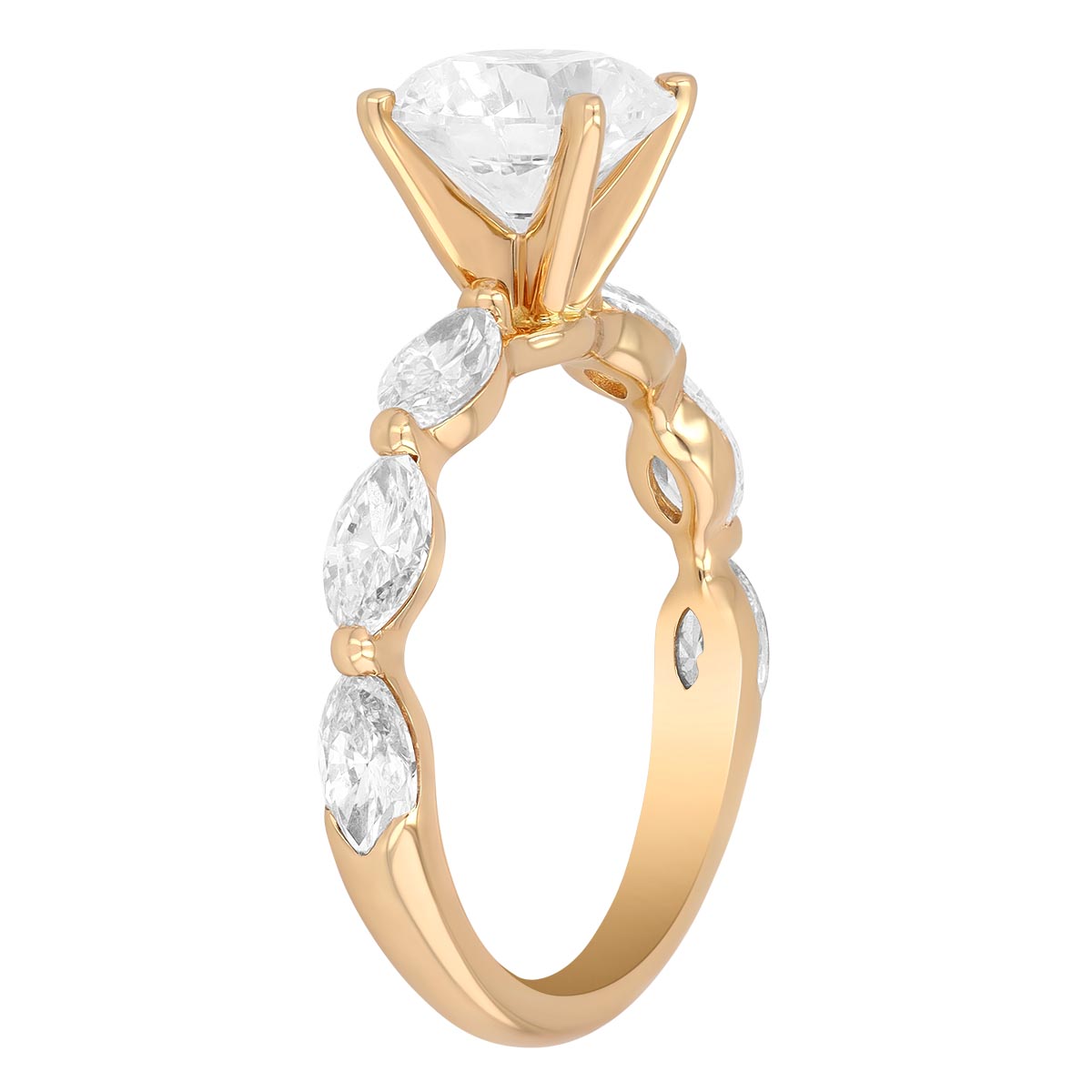 ALTR Lab Grown Round & Marquise Diamond Side Stone Engagement Ring in ...