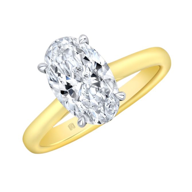 Rahaminov Oval Diamond & Hidden Halo Engagement Ring in Yellow Gold, 1.56 cttw