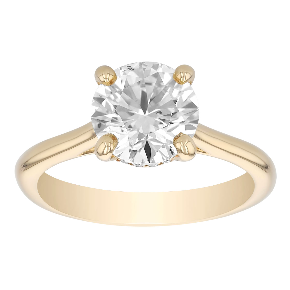 Round Diamond Solitaire Engagement Ring in 14K Yellow Gold, 2.13 ct