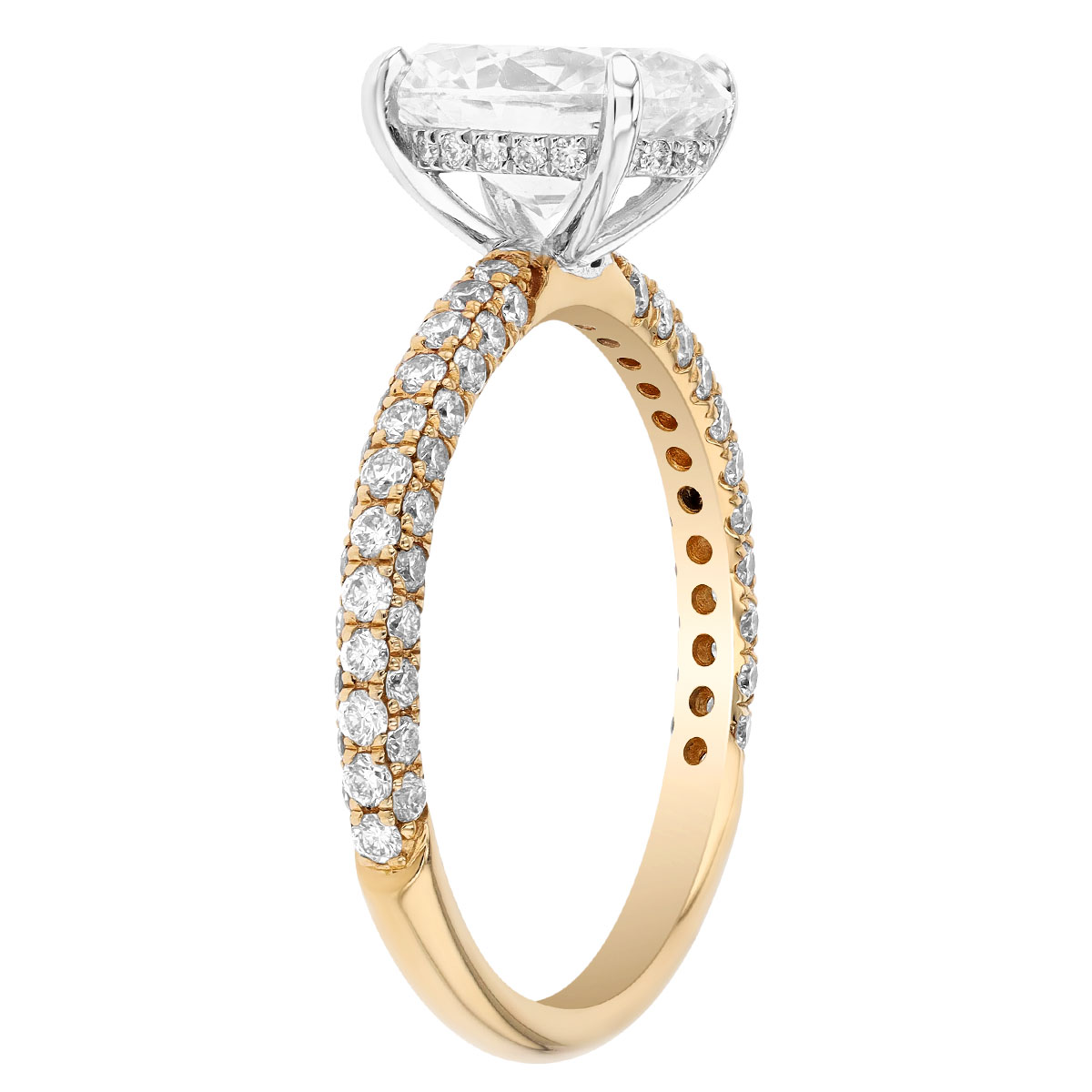 Oval Diamond Engagement Ring with Pave Shank in 14K Yellow Gold