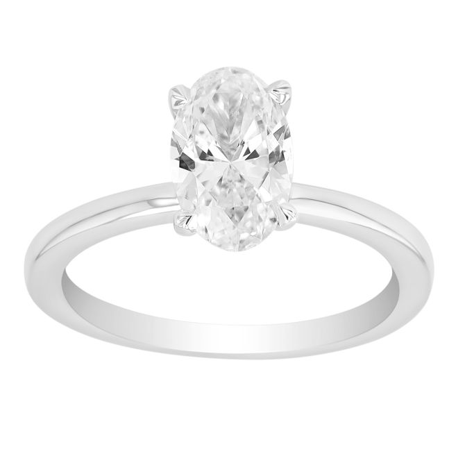 Oval Diamond & Hidden Halo Engagement Ring in White Gold, 1.58 cttw