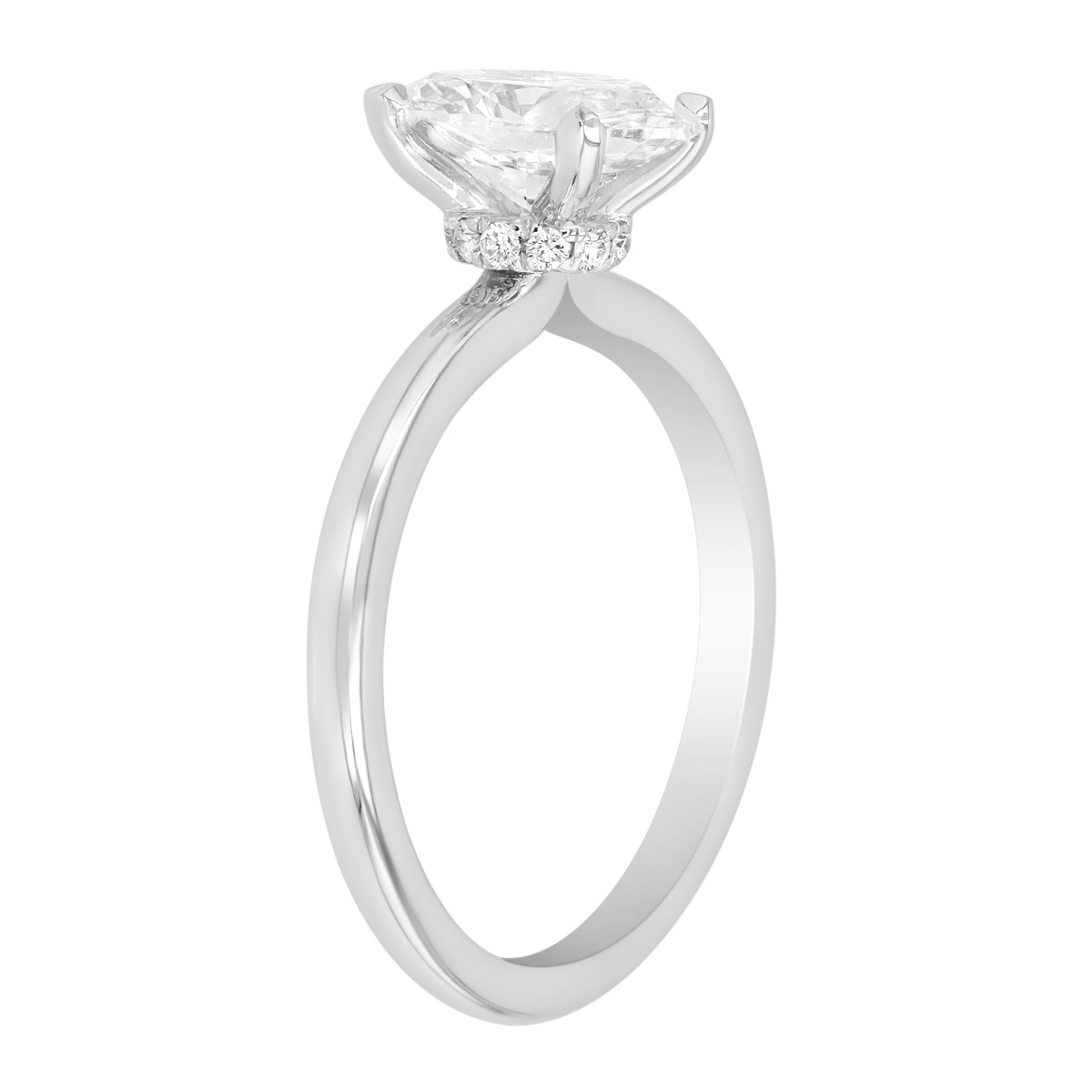 Oval Diamond & Hidden Halo Engagement Ring in White Gold, 1.58 cttw