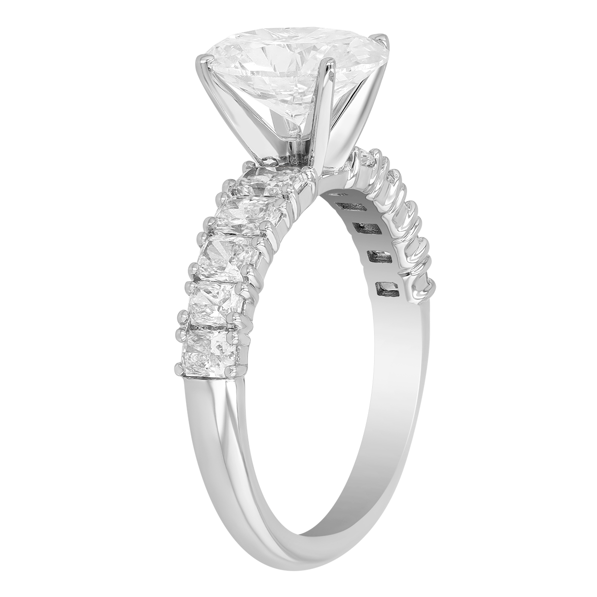 ALTR Lab Grown Oval & Radiant Diamond Side Stone Engagement Ring in White Gold