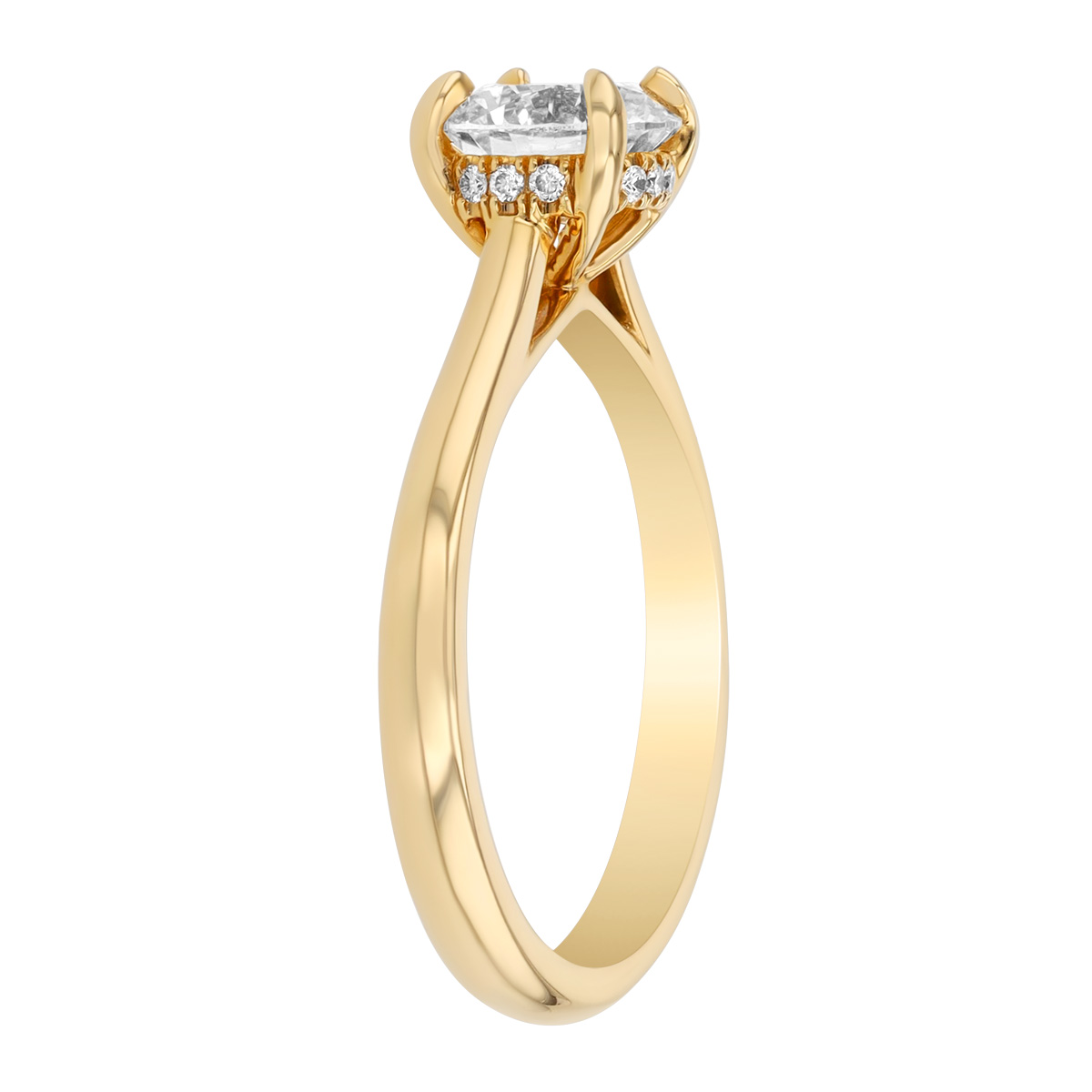 Round Diamond & Hidden Halo Engagement Ring in Yellow Gold, 1.35 cttw