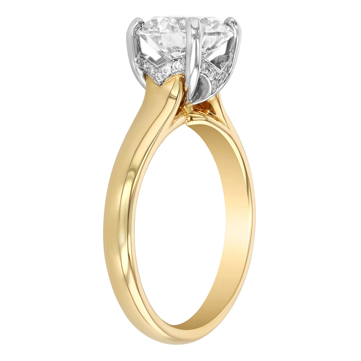 Round Diamond & Hidden Halo Engagement Ring in Yellow Gold, 2.07 cttw