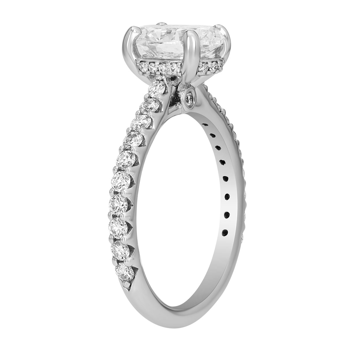 Oval Diamond & Hidden Halo Engagement Ring in White Gold, 1.90 cttw, Size 5.75