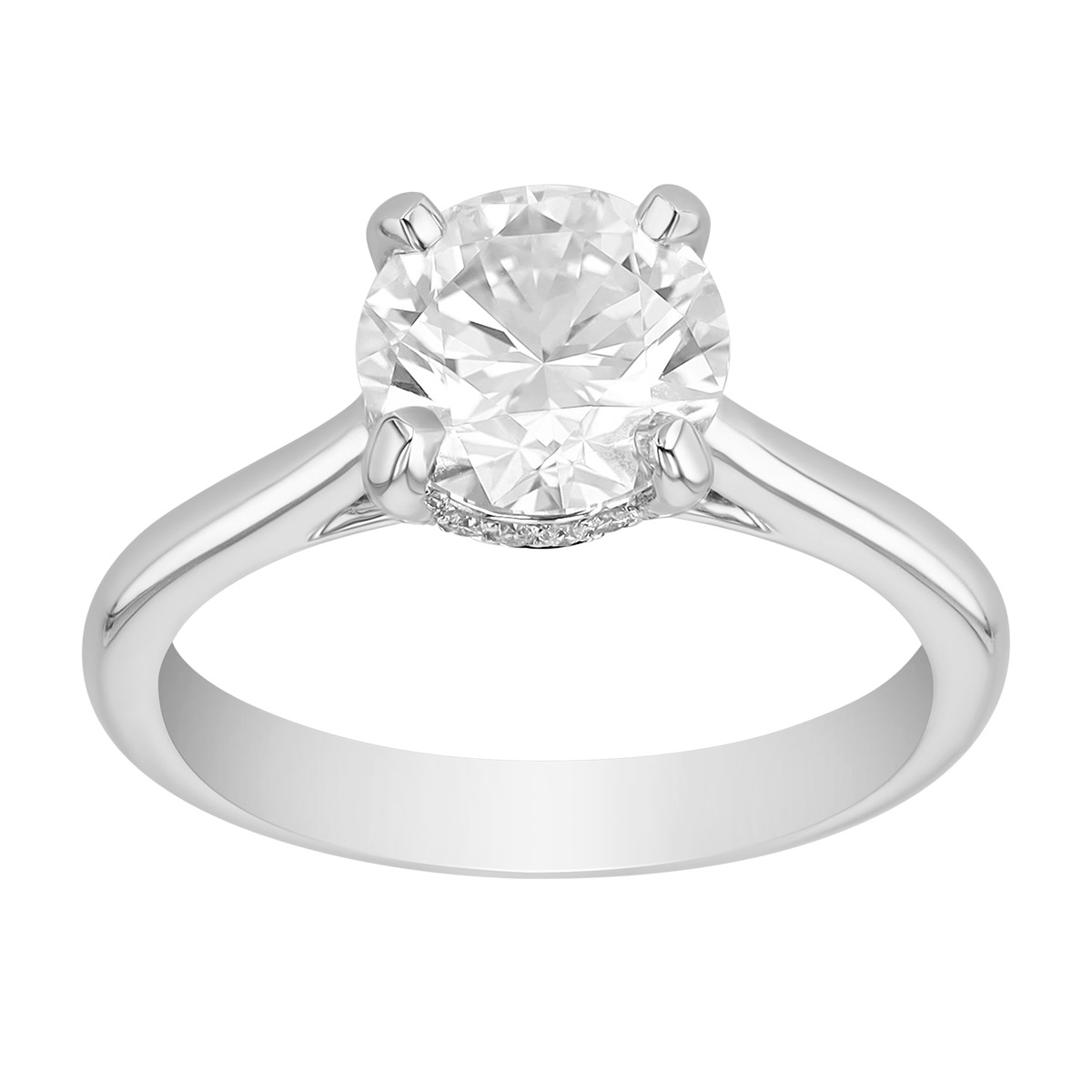 Kalahari Dream Round Diamond & Hidden Halo Engagement Ring in White Gold, 2.09 cttw