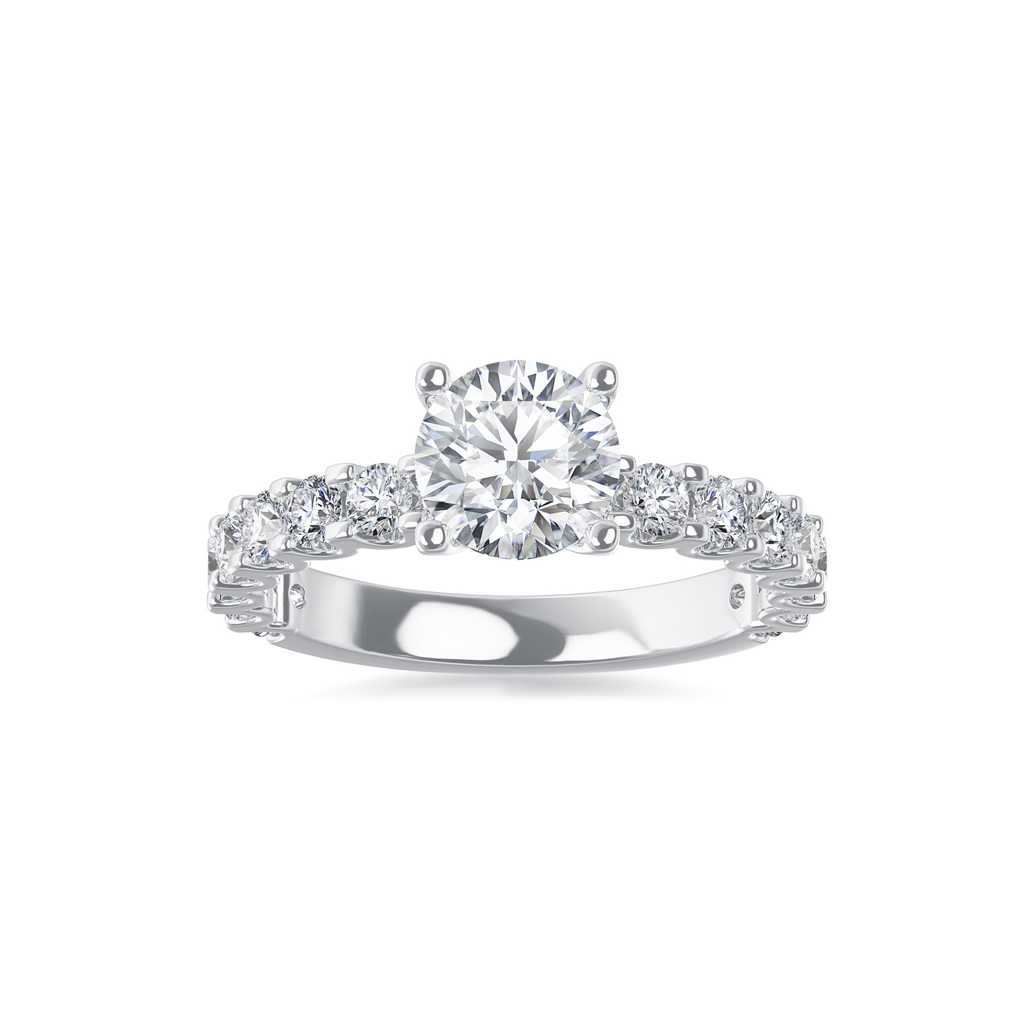 ALTR Lab-Grown Round Diamond & Side Stone Engagement Ring in White Gold, 2.50 cttw, Size 6.5