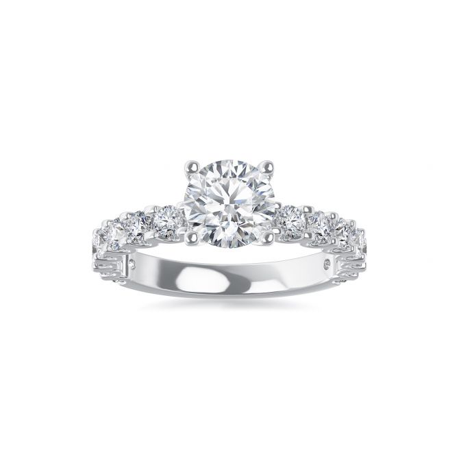 ALTR Lab-Grown Round Diamond & Side Stone Engagement Ring in White Gold, 2.50 cttw, Size 6.5