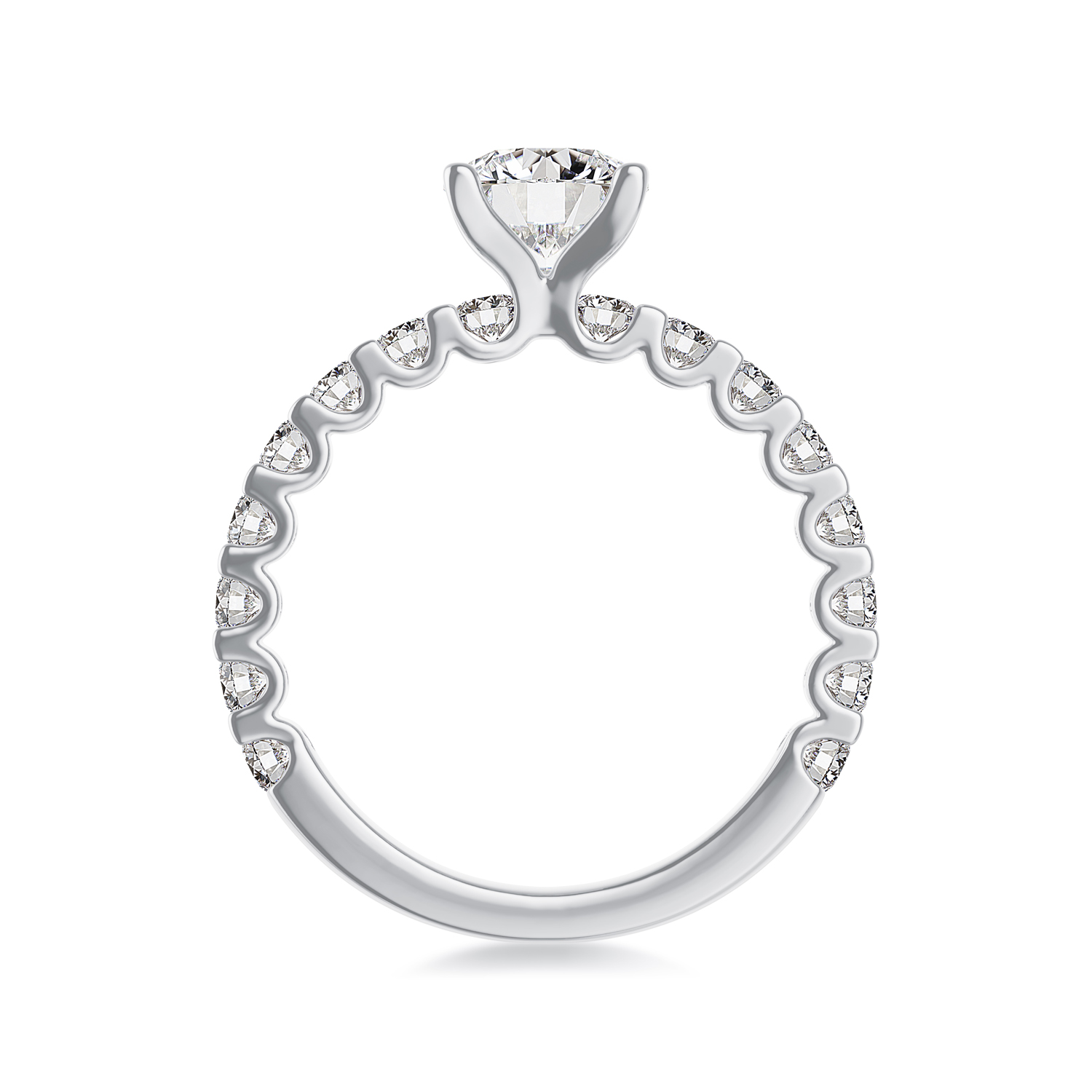 ALTR Lab-Grown Round Diamond & Side Stone Engagement Ring in White Gold, 2.50 cttw, Size 6.5