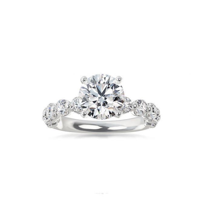 ALTR Lab-Grown Round Diamond & Side Stone Engagement Ring in White Gold, 3.00 cttw, Size 6.5