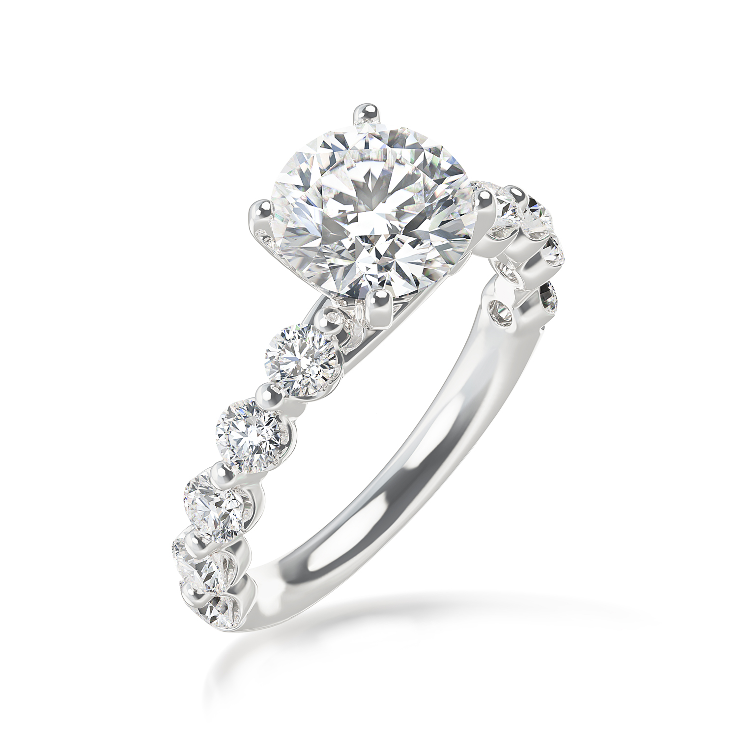 ALTR Lab-Grown Round Diamond & Side Stone Engagement Ring in White Gold, 3.00 cttw, Size 6.5