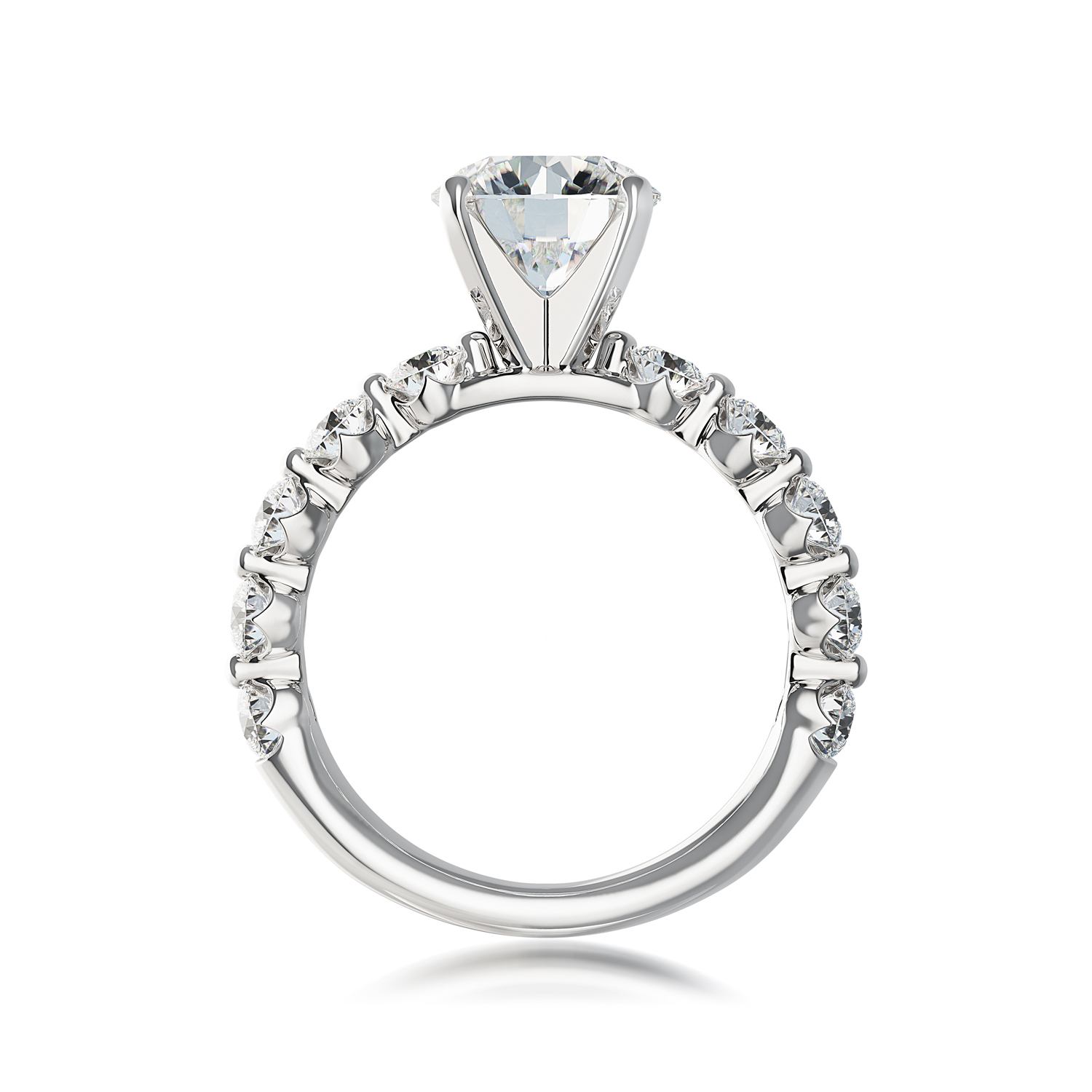 ALTR Lab-Grown Round Diamond & Side Stone Engagement Ring in White Gold, 3.00 cttw, Size 6.5