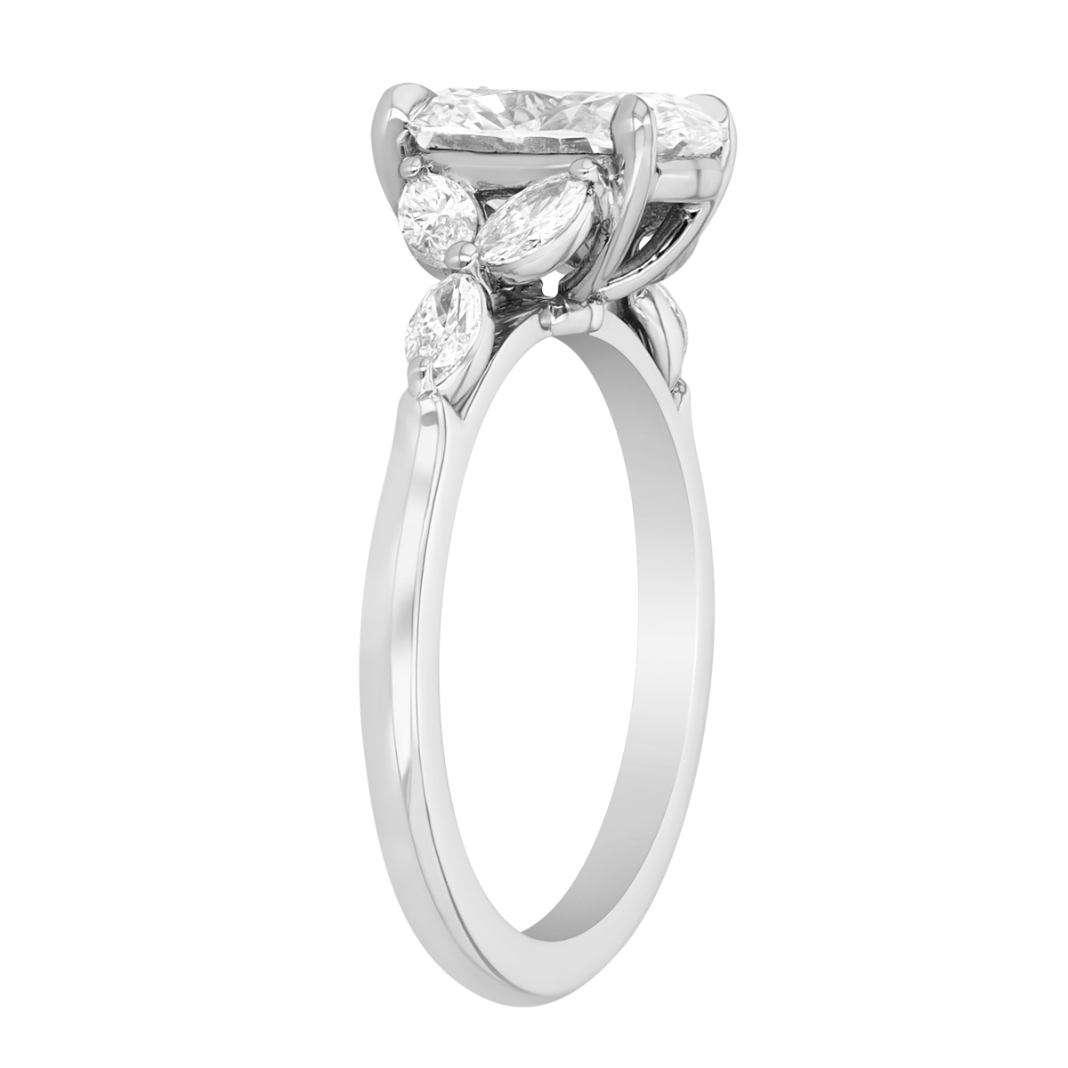 Lab-Grown Oval & Marquise Diamond Engagement Ring in Platinum, 2.46 cttw