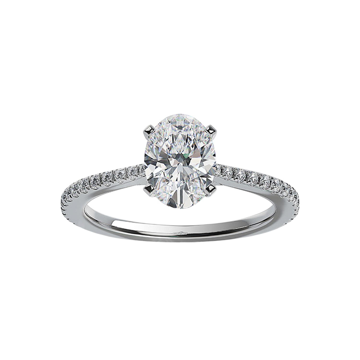 ALTR Lab-Grown Oval Diamond & Side Stone Engagement Ring in White Gold, 1.80 cttw, Size 6