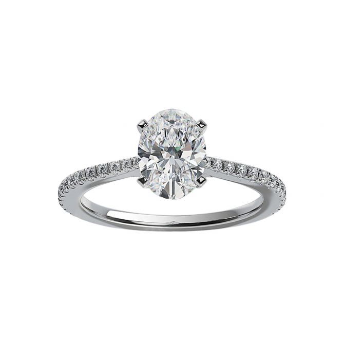 ALTR Lab-Grown Oval Diamond & Side Stone Engagement Ring in White Gold, 1.80 cttw, Size 6