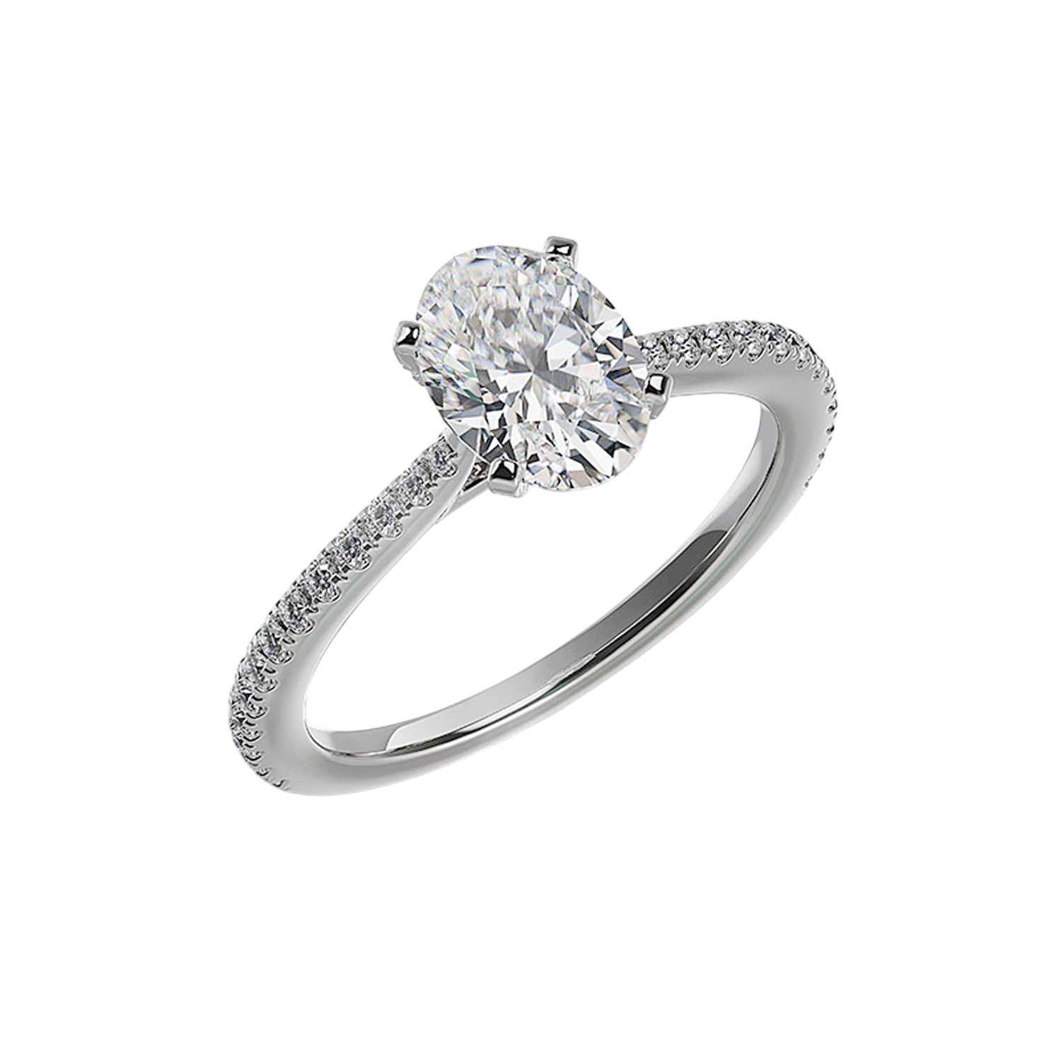 ALTR Lab-Grown Oval Diamond & Side Stone Engagement Ring in White Gold, 1.80 cttw, Size 6