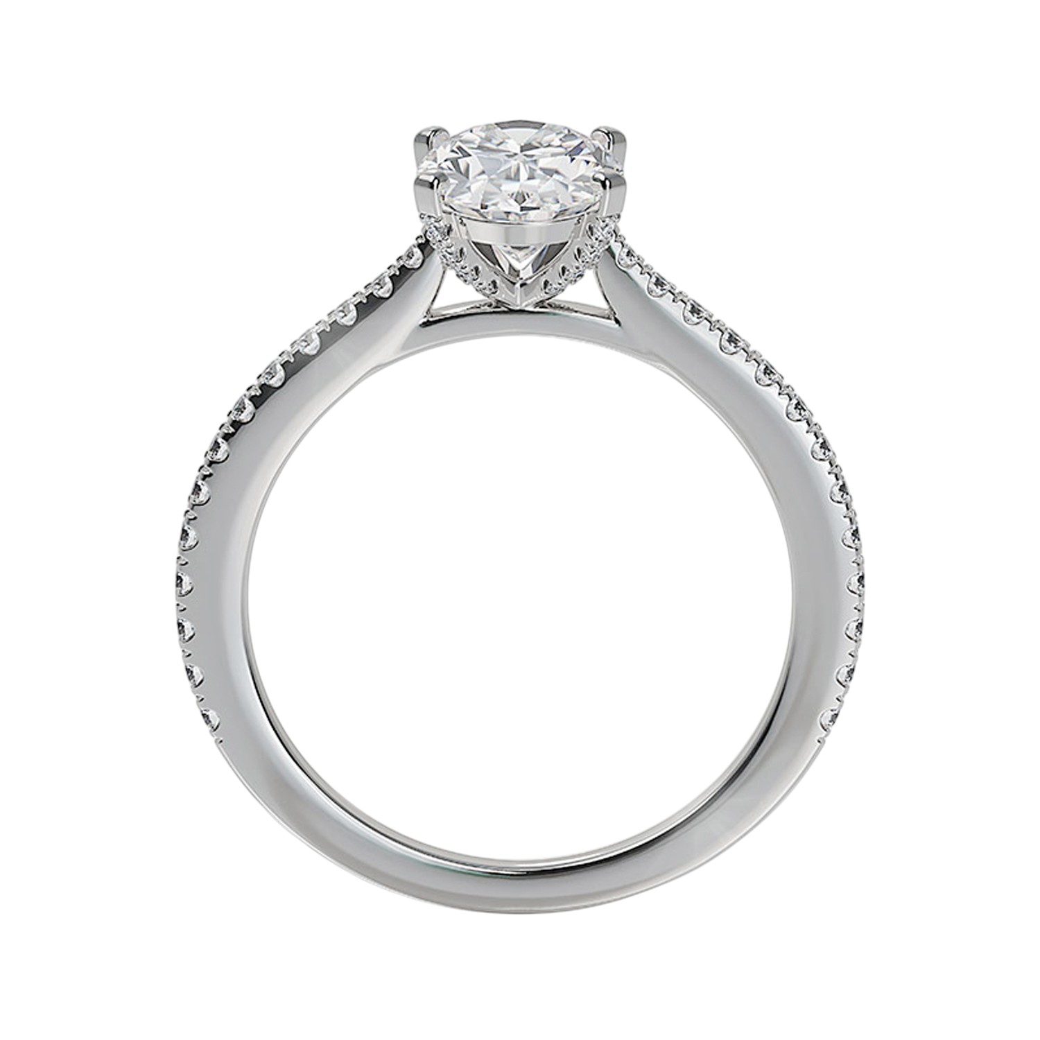 ALTR Lab-Grown Oval Diamond & Side Stone Engagement Ring in White Gold, 1.80 cttw, Size 6