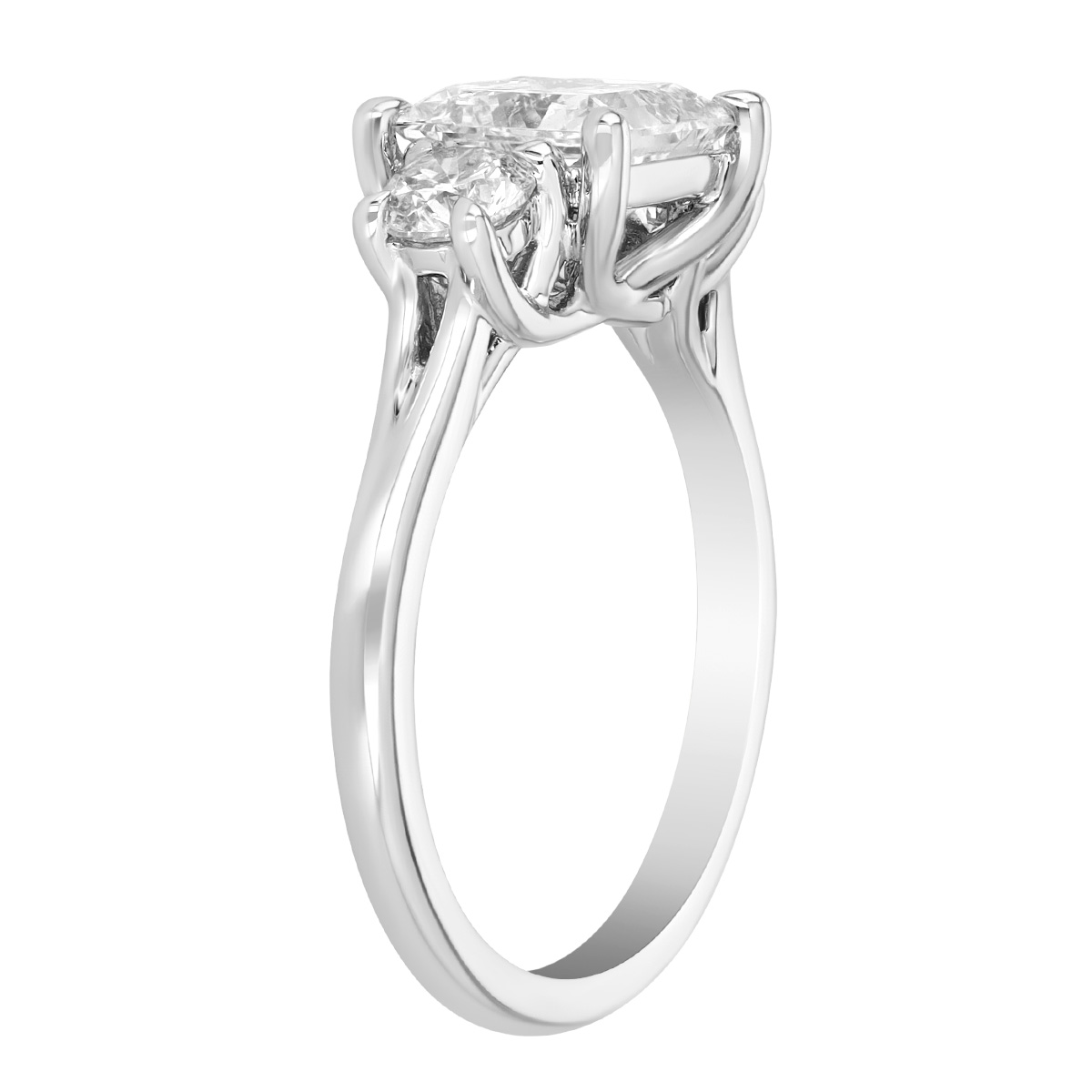 Lab-Grown Princess Cut & Round Diamond 3 Stone Engagement Ring in White Gold, 2.68 cttw