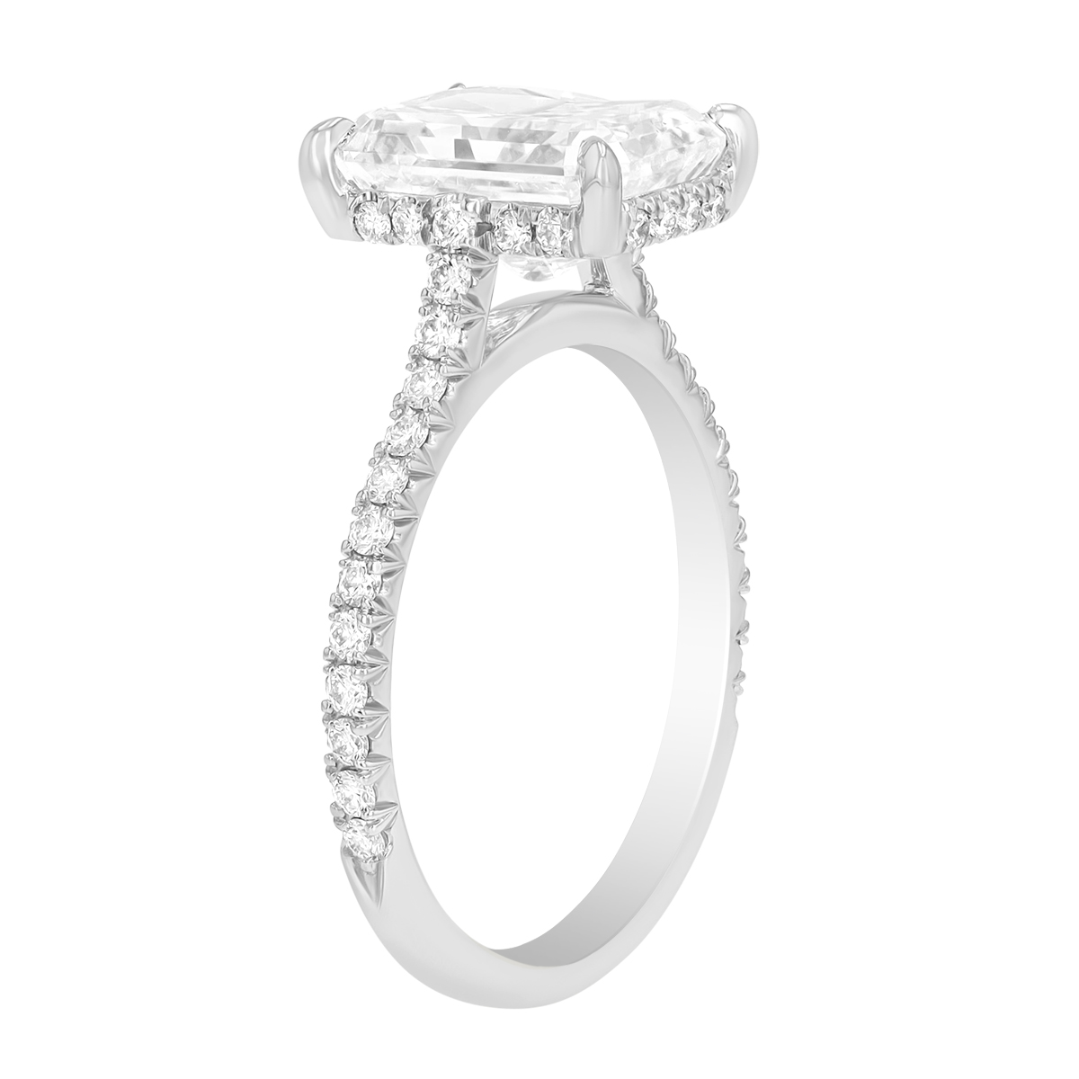 Kwiat Radiant Cut Diamond & Hidden Halo Engagement Ring in Platinum, 3.47 cttw