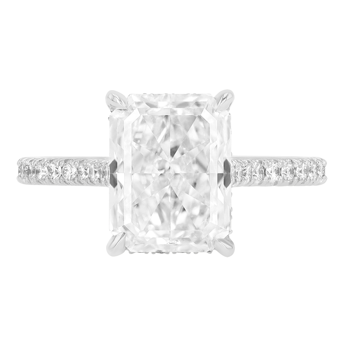 Kwiat Radiant Cut Diamond & Hidden Halo Engagement Ring in Platinum, 3.47 cttw