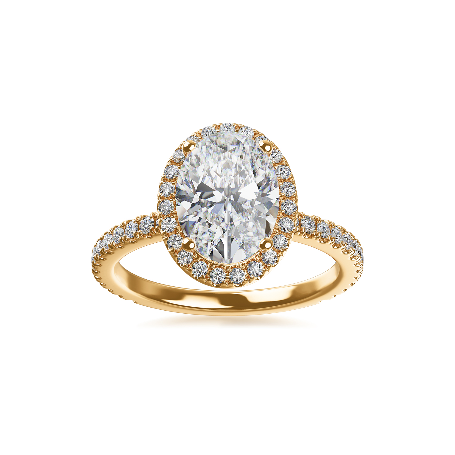ALTR Lab-Grown Oval Diamond & Halo Engagement Ring in Yellow Gold, 2.50 cttw