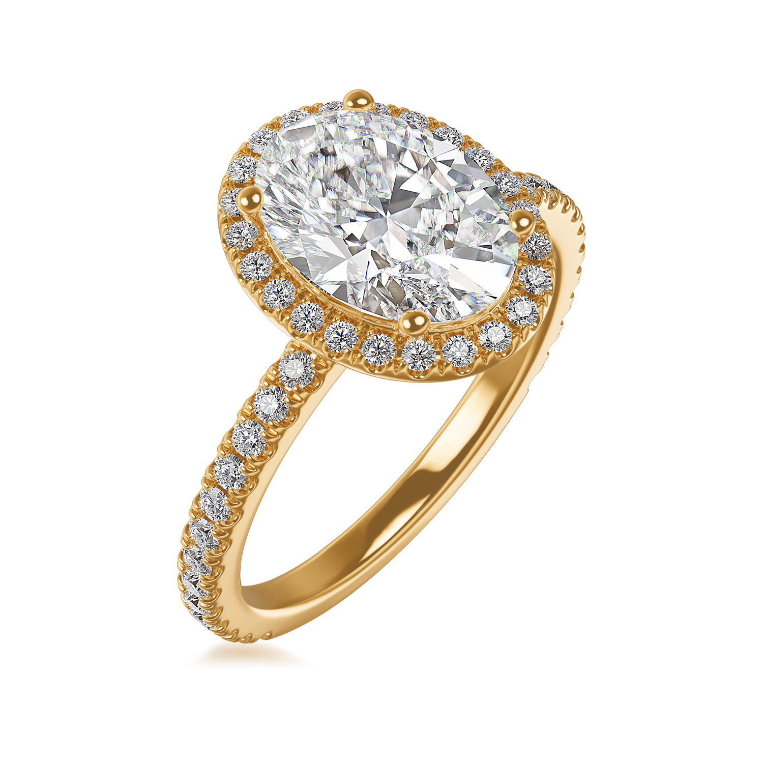 ALTR Lab-Grown Oval Diamond & Halo Engagement Ring in Yellow Gold, 2.50 cttw