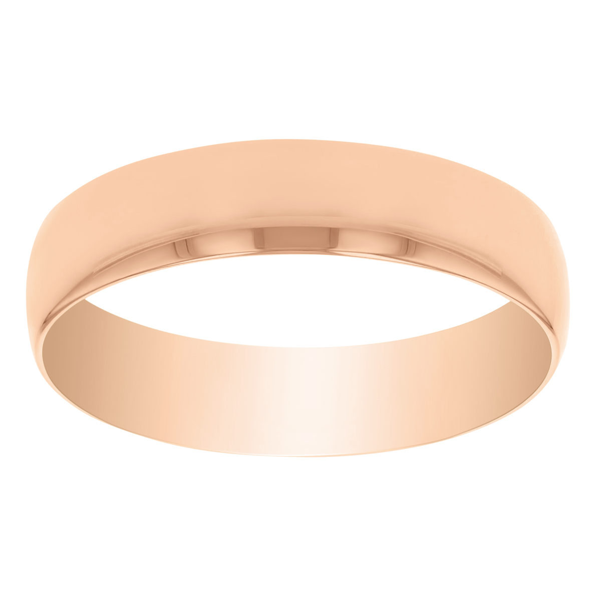 Rose Gold Comfort Fit Low Dome 5 mm Wedding Band, Size 11