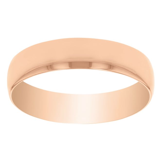 Rose Gold Comfort Fit Low Dome 5 mm Wedding Band, Size 11