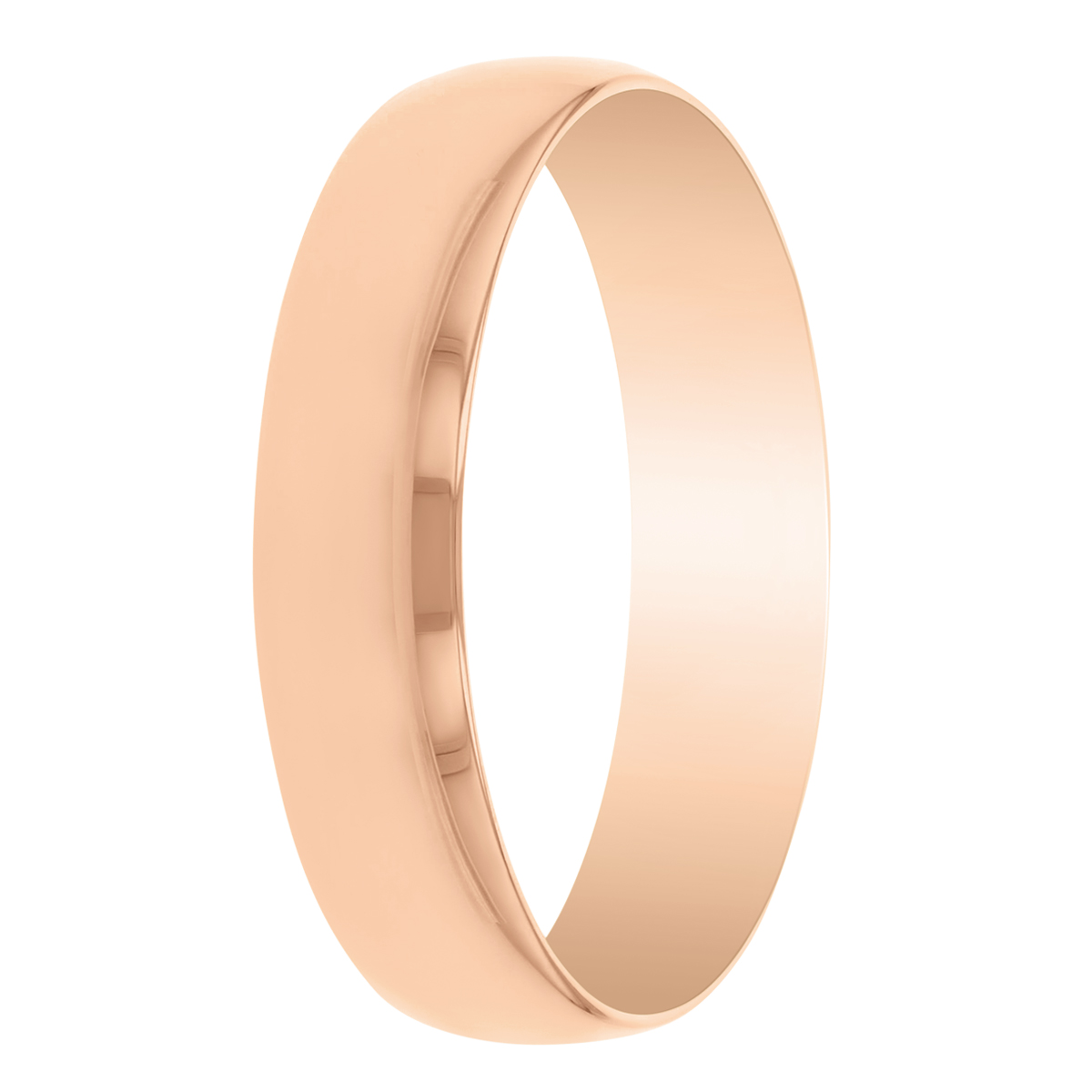 Rose Gold Comfort Fit Low Dome 5 mm Wedding Band, Size 11